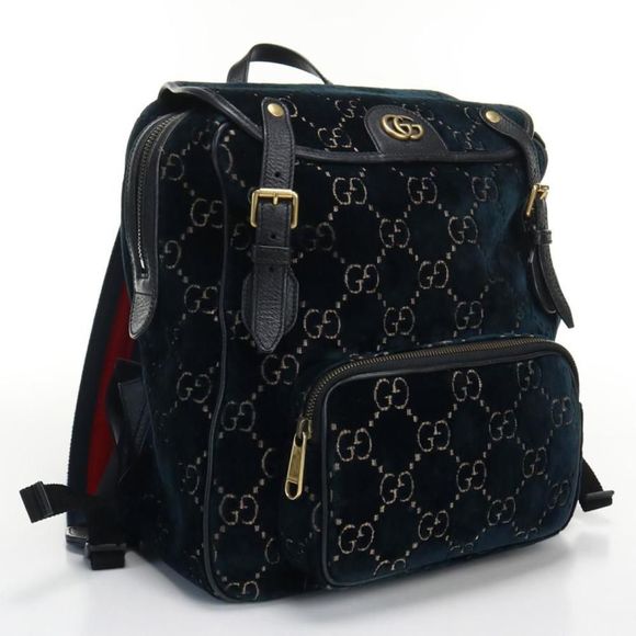 Gucci GG Velvet Small Backpack Velvet Green - Picture 1 of 12